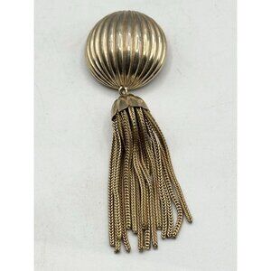 Vintage gold chain tassel fur clip